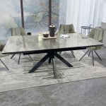 Extensible with Ceramic Top Dining Table Leo Black