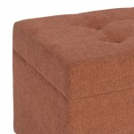 Wooden and Fabric Stool with Storage 080 Tile Orange