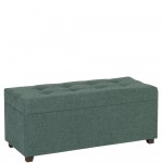 Wooden and Fabric Stool with Storage 080 Green