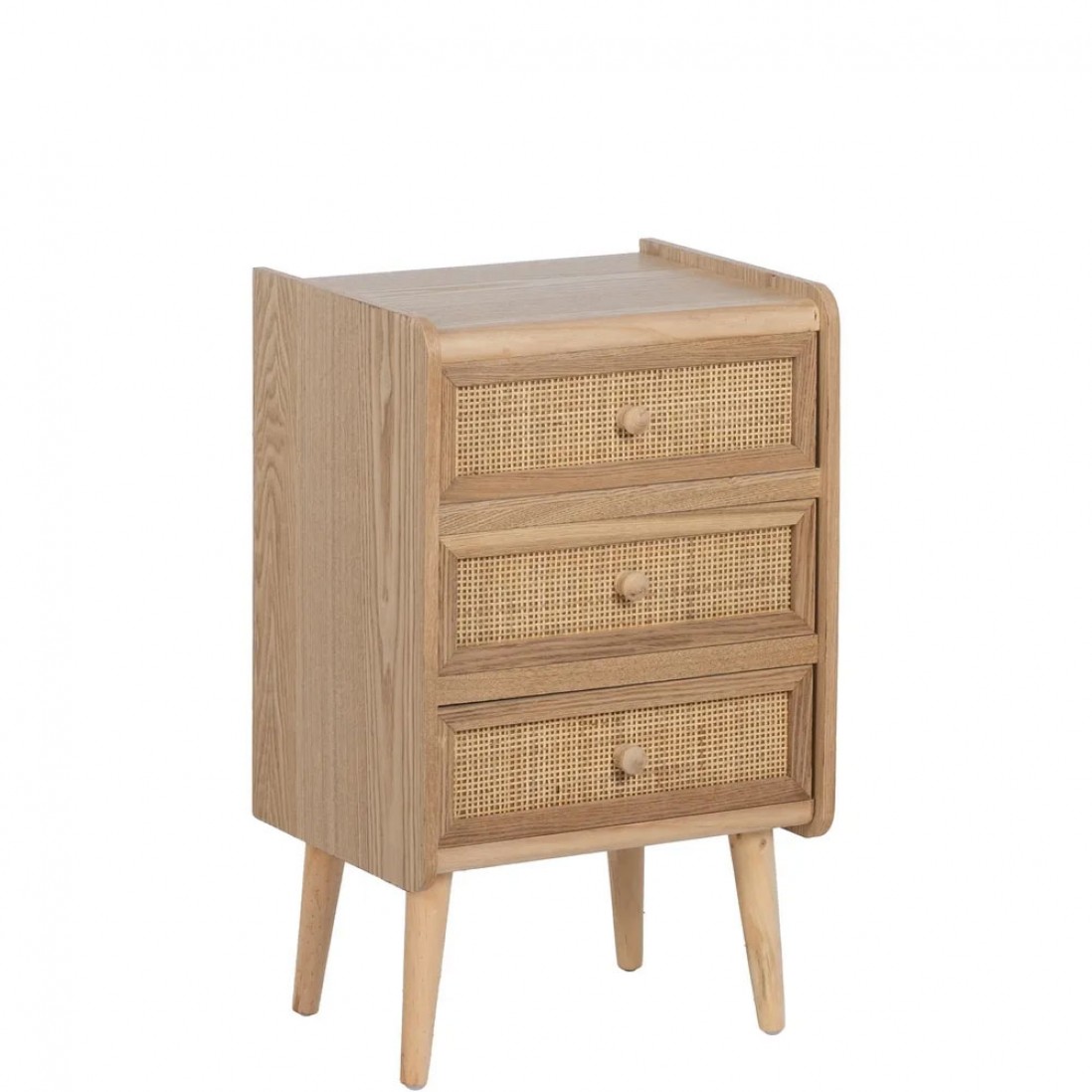 Wooden with 3 Drawers Bedside Table 397 Brown