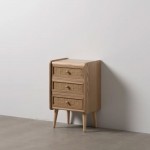 Wooden with 3 Drawers Bedside Table 397 Brown