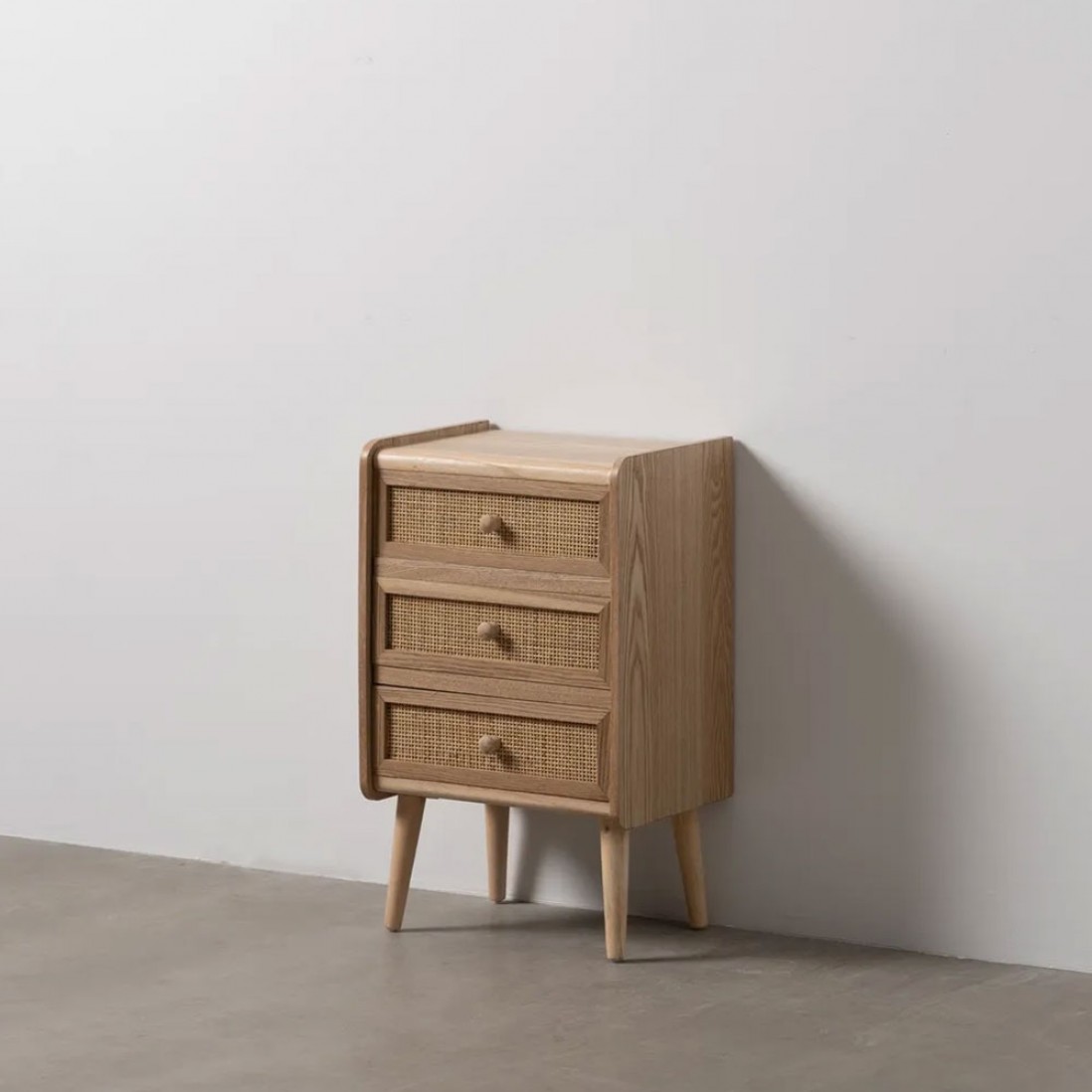 Wooden with 3 Drawers Bedside Table 397 Brown