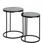 Round Auxiliary Table with Tempered Glass Top 959 Black