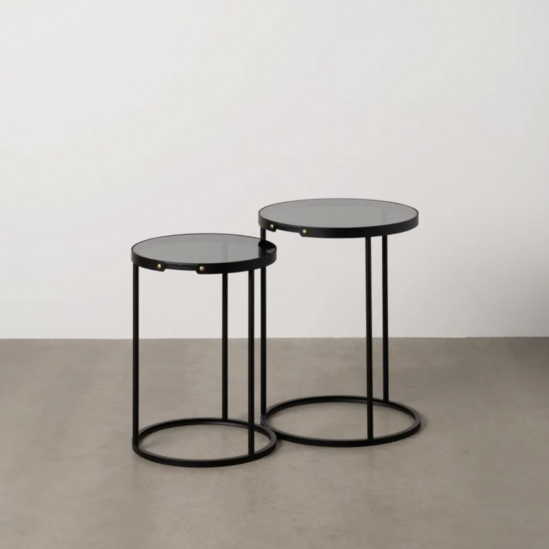 Round Auxiliary Table with Tempered Glass Top 959 Black