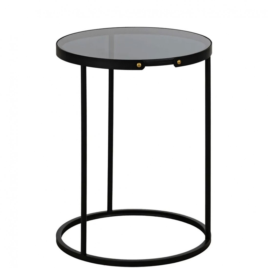 Round Auxiliary Table with Tempered Glass Top 959 Black