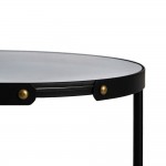 Round Auxiliary Table with Tempered Glass Top 959 Black