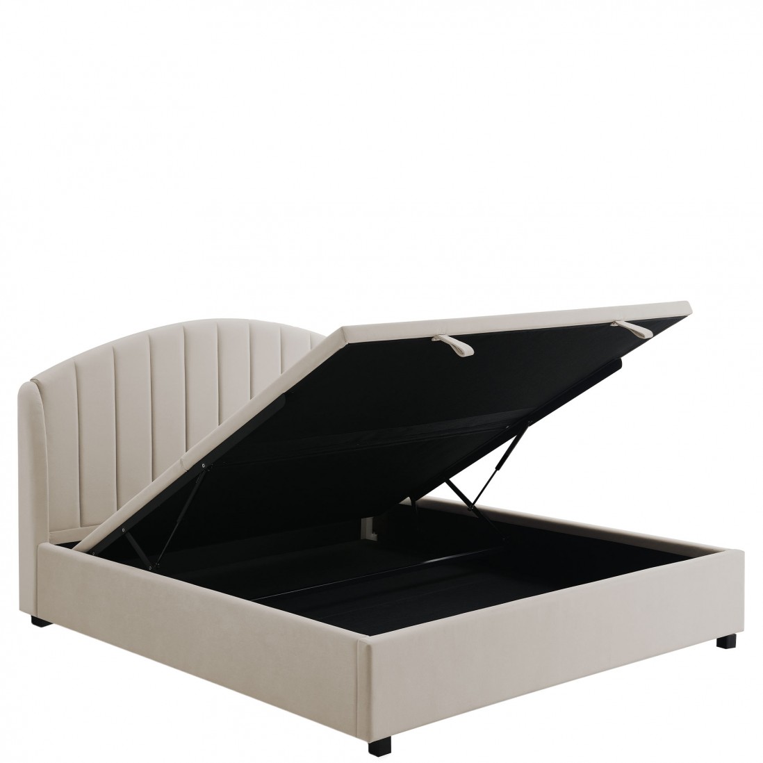 Cama Doble con Almacenamiento Aragon Beige