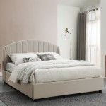 Cama Doble con Almacenamiento Aragon Beige