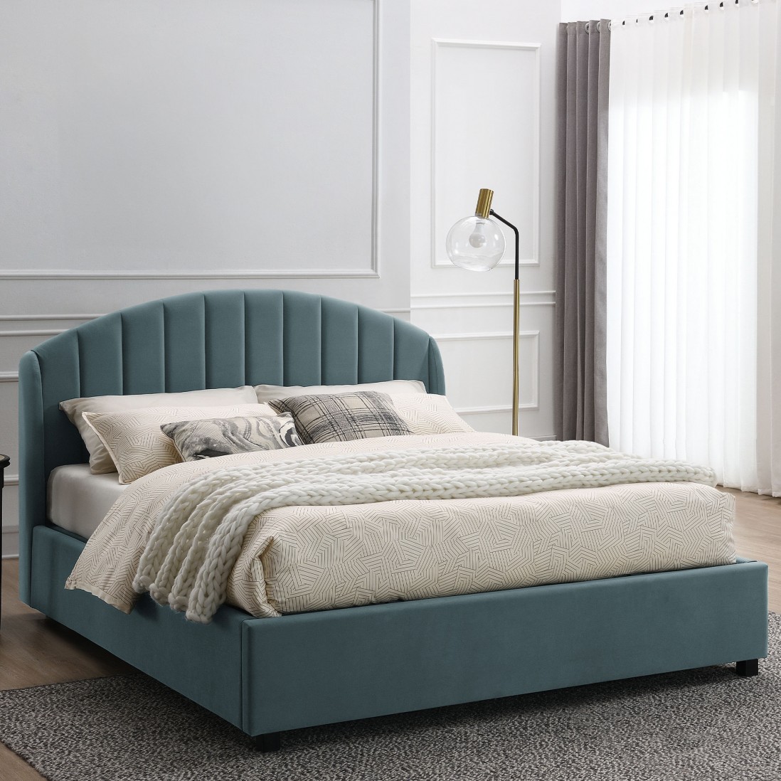 Aragon Double Bed with Storage Green