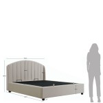 Cama Doble con Almacenamiento Aragon Beige