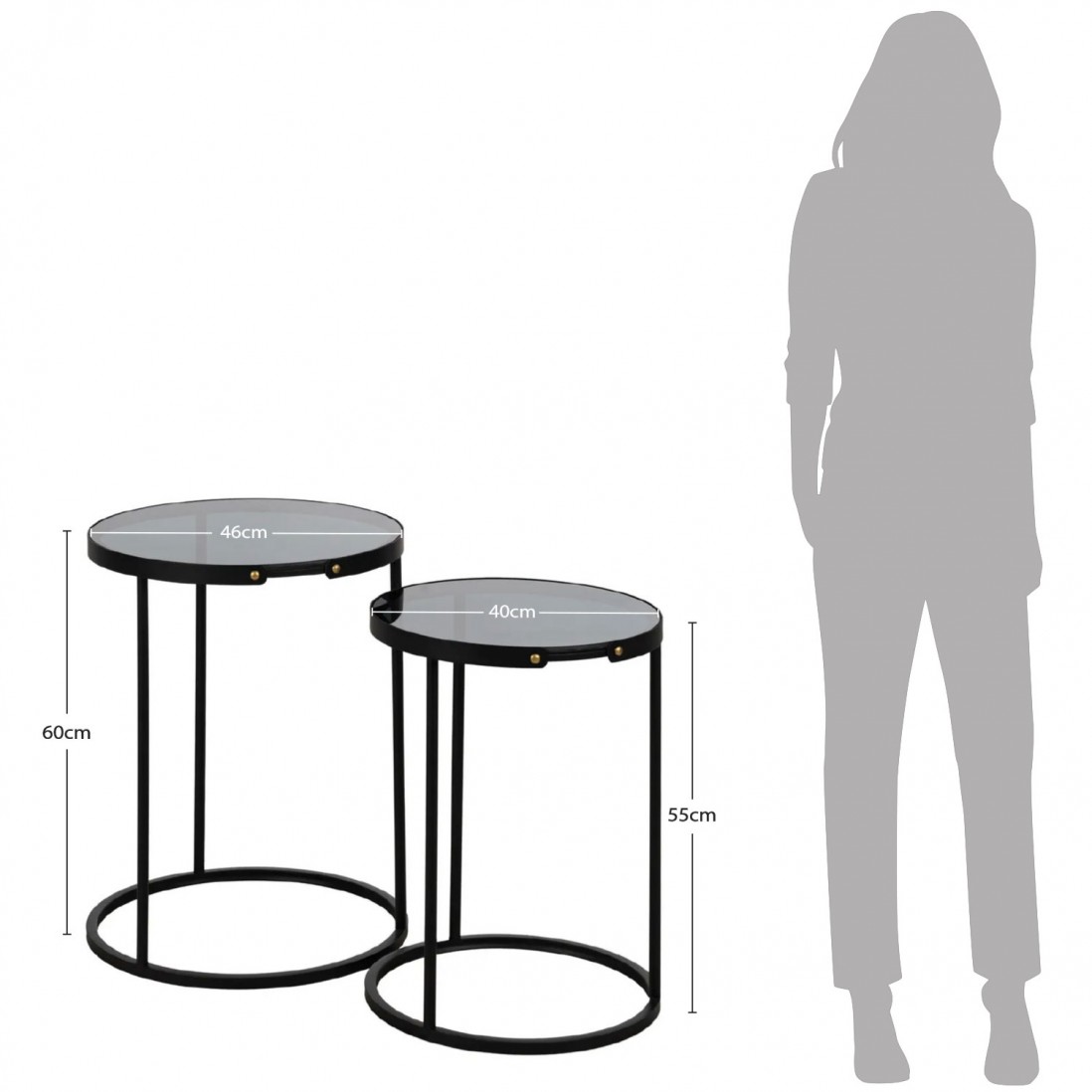 Round Auxiliary Table with Tempered Glass Top 959 Black