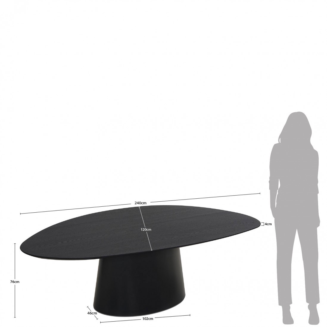 Oval-Shaped Oak Wood Dining Table 240X120 cm Orion