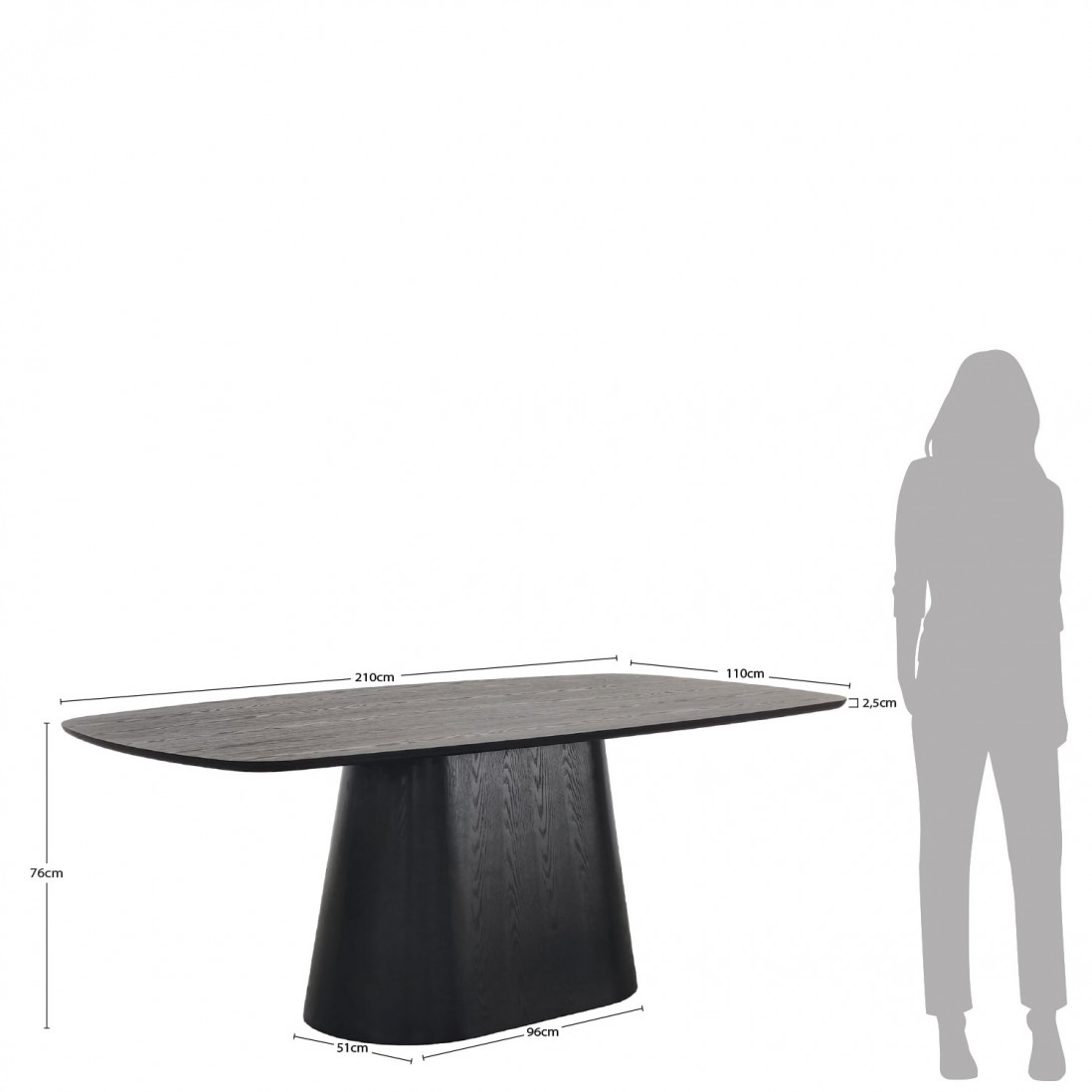 Ash Wood Dining Table 210X110 cm Aquila