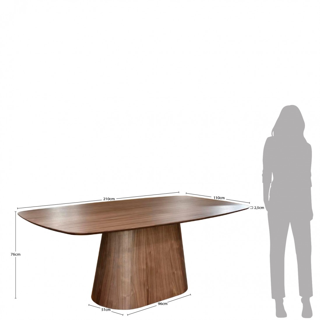 Walnut Wood Dining Table 210X110 cm Aquila