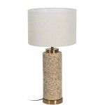 Metal and Ceramic Table Lamp 186 Beige/Golden