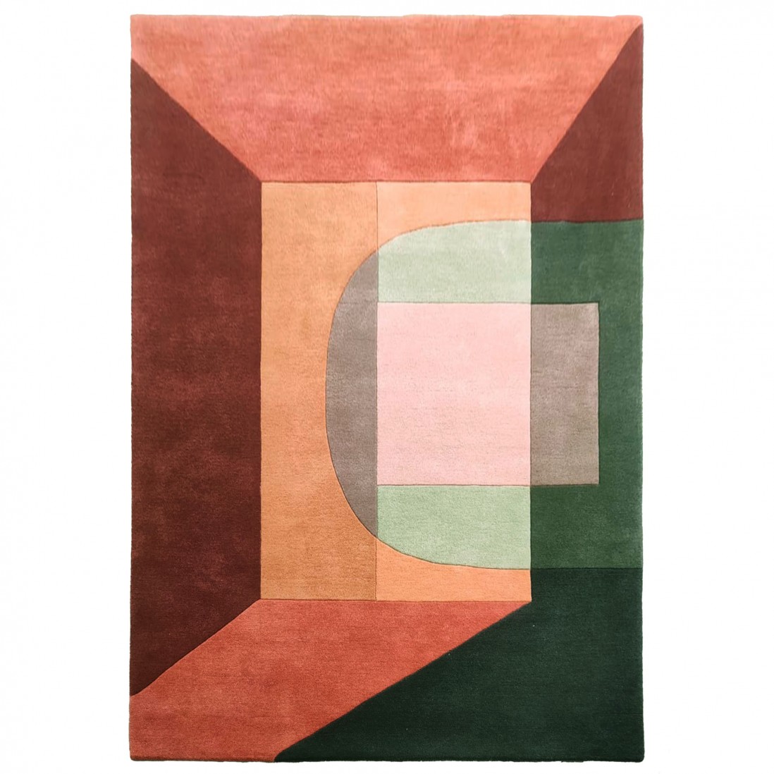 Geometric Wool Area Rug Window Multicolor