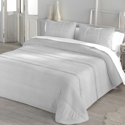 Paris Geometric Double Bed Bedspread with Sherpa Gray