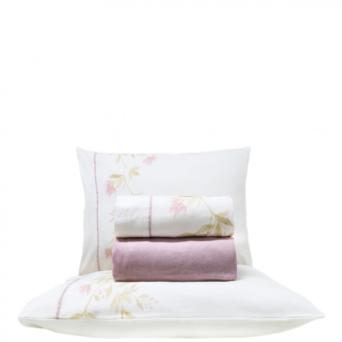 Ines 4 Piece Flannel Double Bed Set Pink