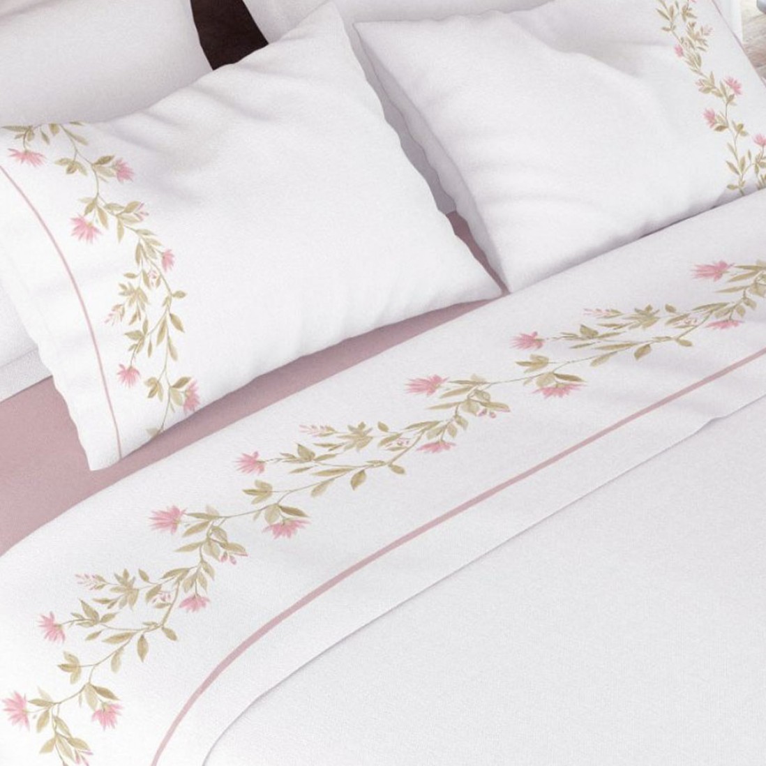 Ines 4 Piece Flannel Double Bed Set Pink