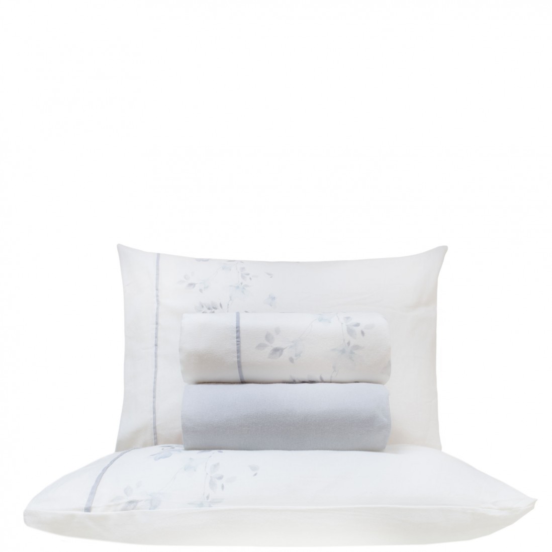 Flora 4 Piece Flannel Double Bed Set Blue