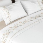 Flora 4 Piece Flannel Double Bed Set Beige