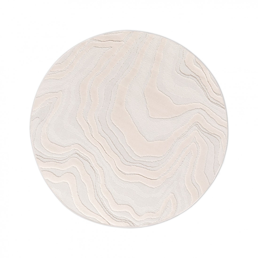 Abstract Round Rug Buckley 42304/060 Ivory White