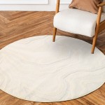 Abstract Round Rug Buckley 42304/060 Ivory White