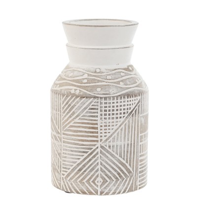 Jarrn Decorativo de Madera 101 Blanco