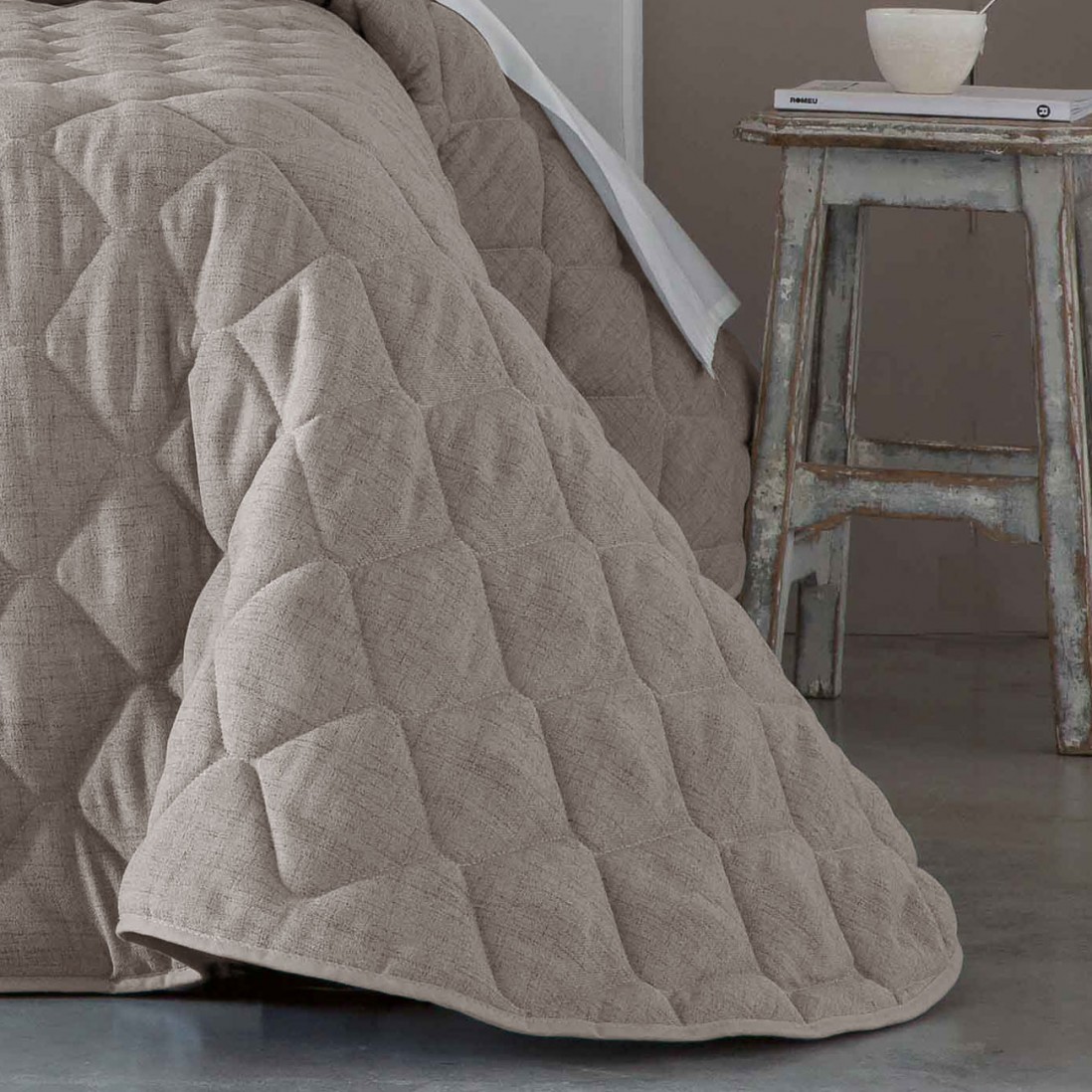 Edredn Cama Doble Rustik Geometrico Beige