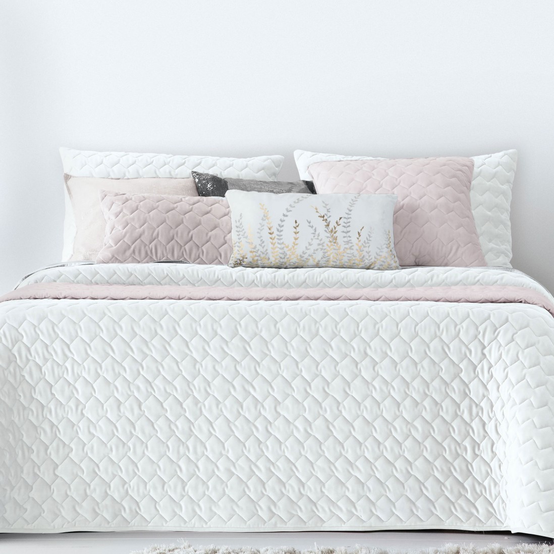 Edredn Cama Doble Naroa Geomtrico Blanco