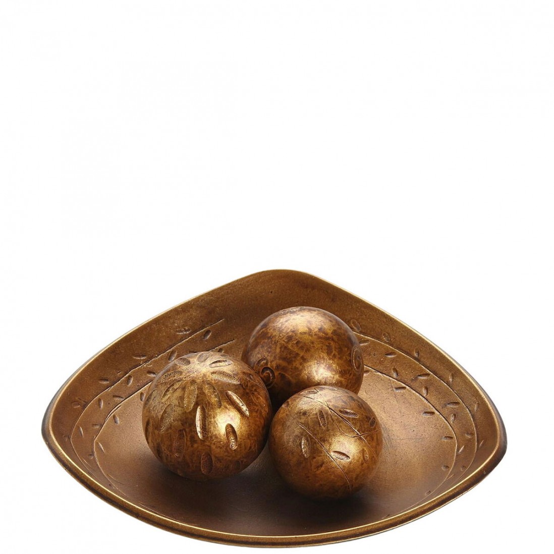 Wooden Centerpiece with 3 Balls 091 Golden