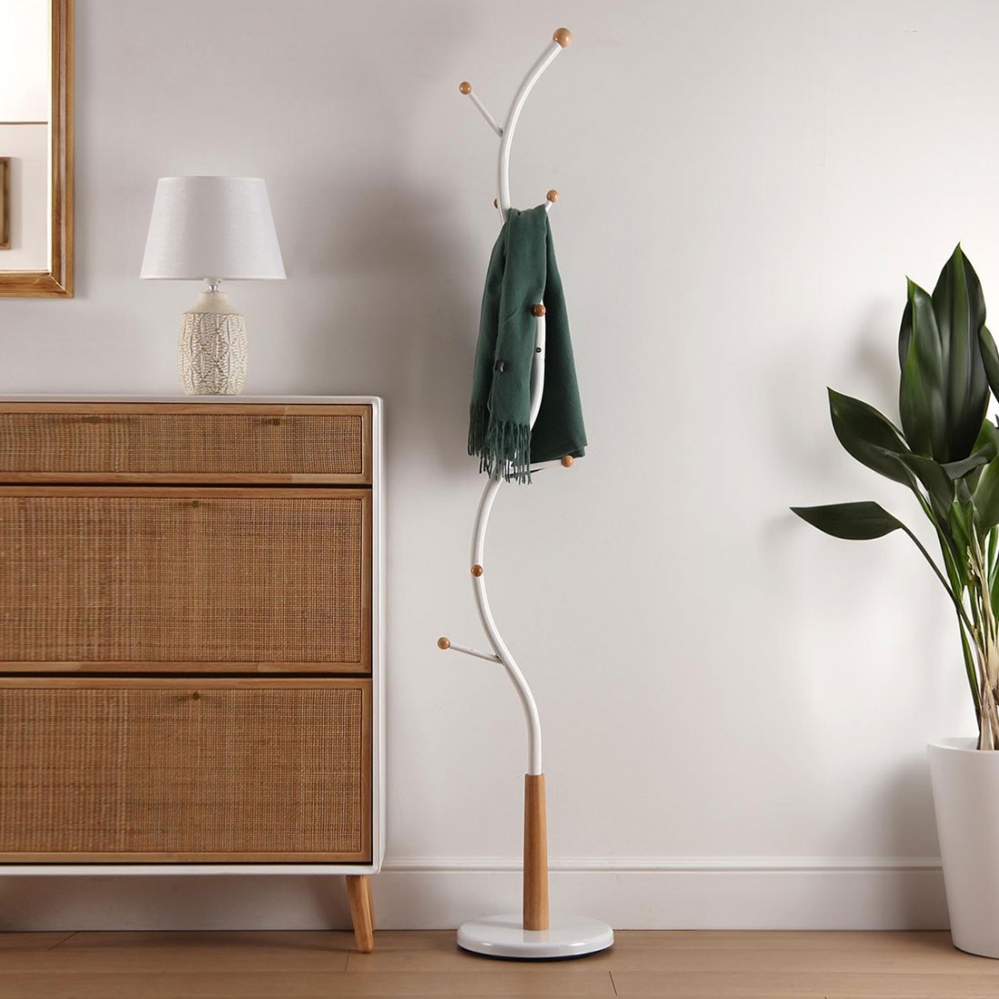 Perchero de Madera y Metal Sisak 736 Blanco