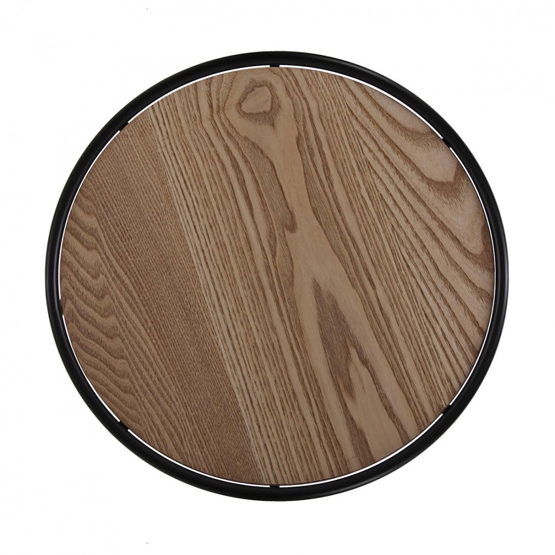 Mesa Auxiliar de Madeira e Metal com Pouf 058 Castanho/Cinza