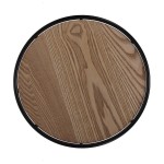 Mesa Auxiliar de Madeira e Metal com Pouf 058 Castanho/Cinza