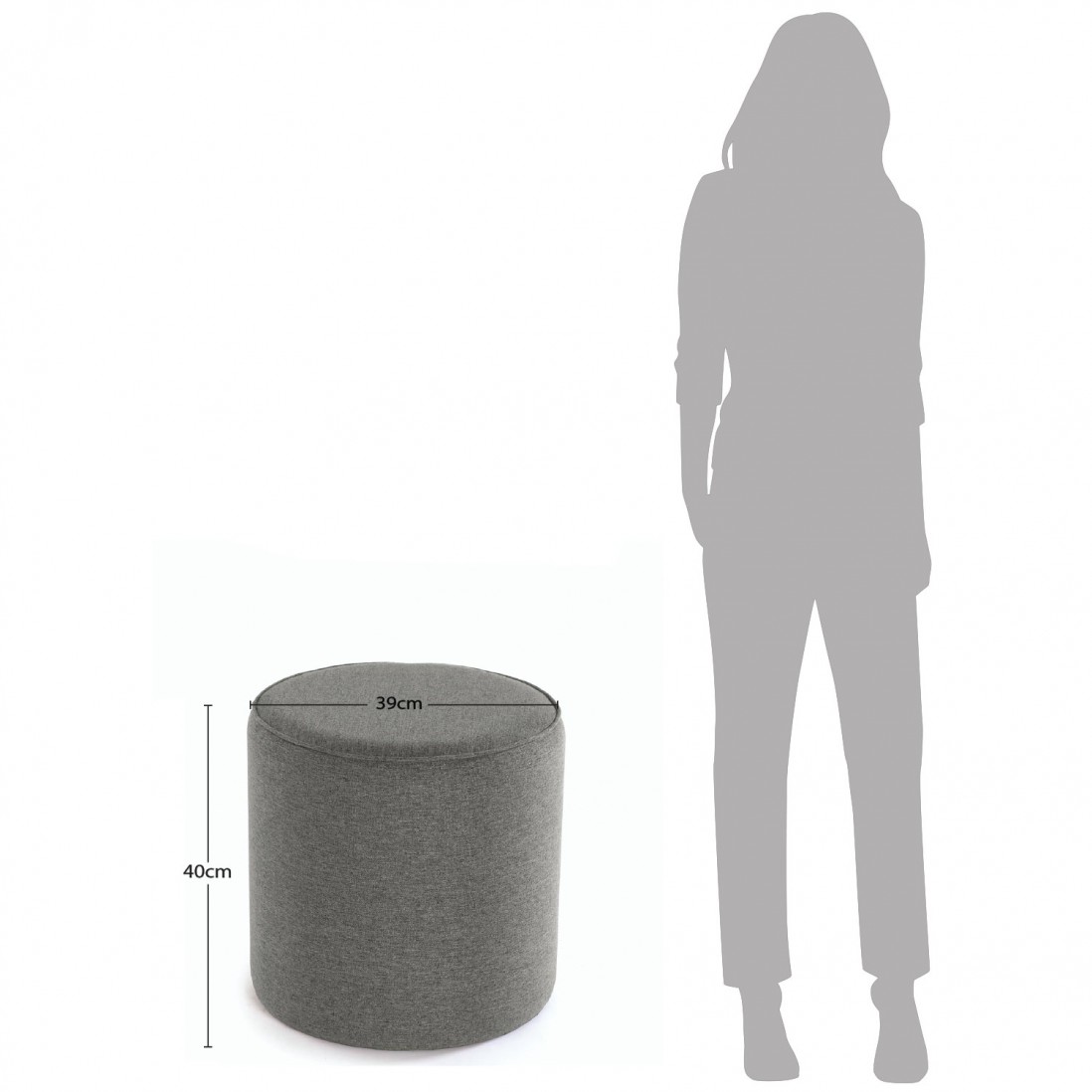 Mesa Auxiliar de Madeira e Metal com Pouf 058 Castanho/Cinza