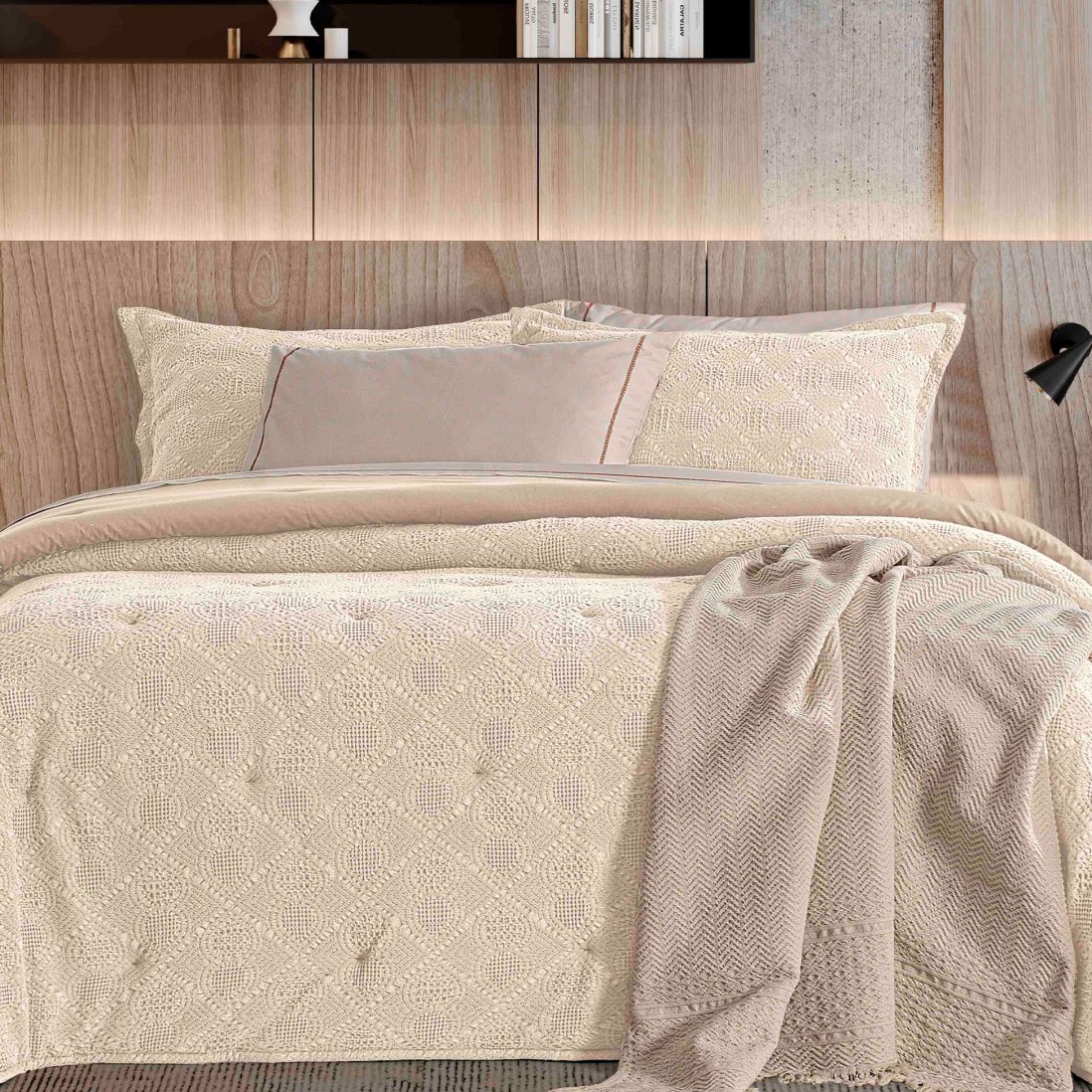 Fresdia Geometric Double Bed Bedspread Beige