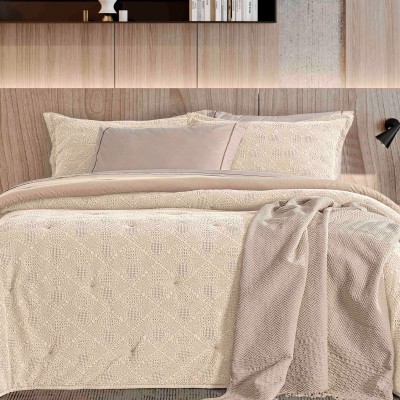 Fresdia Geometric Double Bed Bedspread Beige