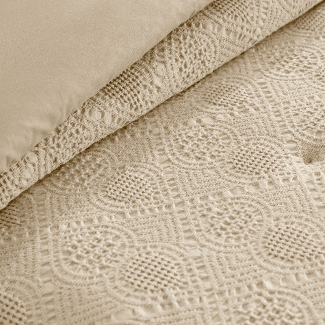 Fresdia Geometric Double Bed Bedspread Beige