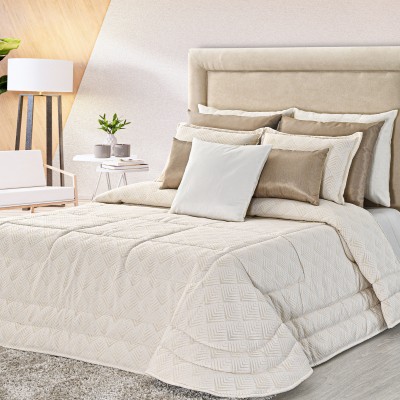 Atica Geometric Double Bed Bedspread Beige