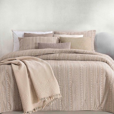 Absinto Geometric Double Bed Bedspread Beige