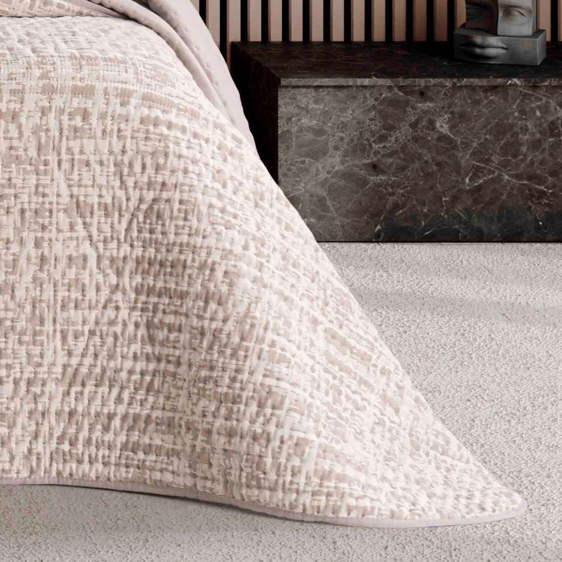 Anis Abstract Double Bed Bedspread Beige