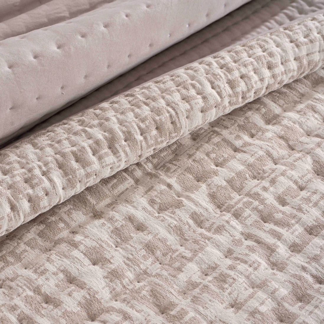 Anis Abstract Double Bed Bedspread Beige