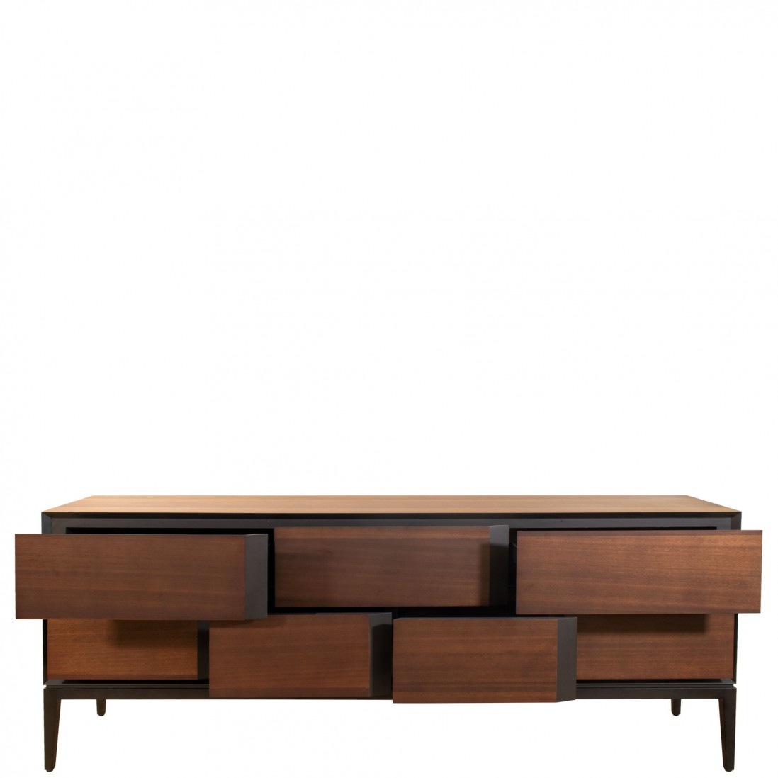 7 Drawers Sideboard in Ash Wood Argo Brown