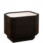 Wood and Stone Bedside Table with 2 Drawers Muralis Brown