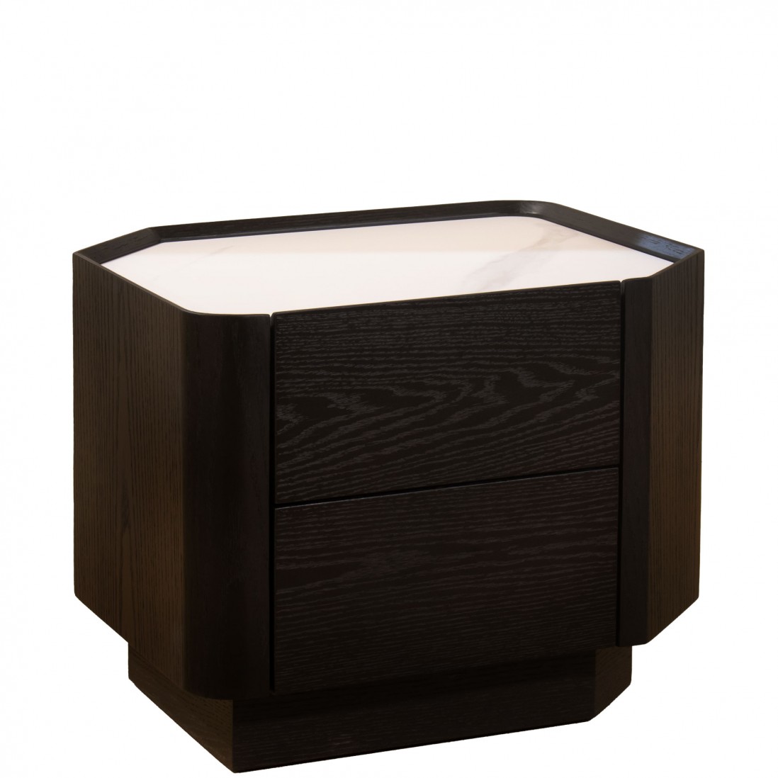 Wood and Stone Bedside Table with 2 Drawers Muralis Brown