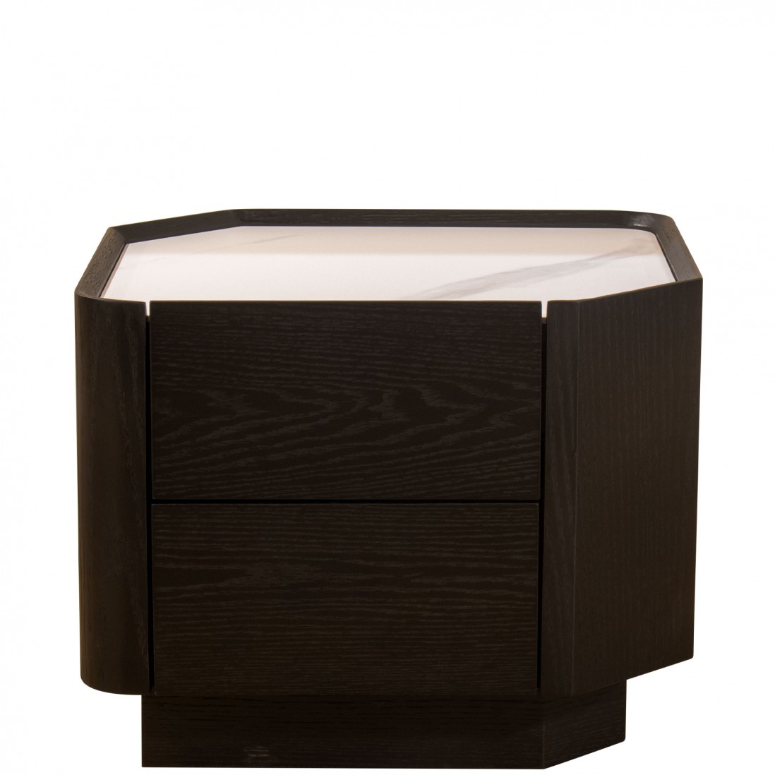 Wood and Stone Bedside Table with 2 Drawers Muralis Brown