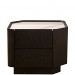 Wood and Stone Bedside Table with 2 Drawers Muralis Brown