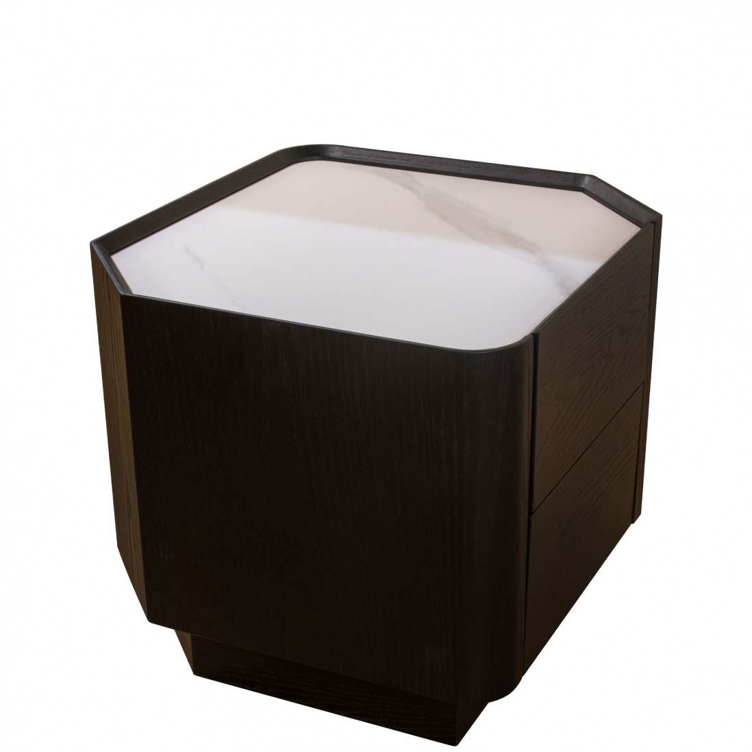 Wood and Stone Bedside Table with 2 Drawers Muralis Brown