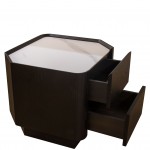 Wood and Stone Bedside Table with 2 Drawers Muralis Brown