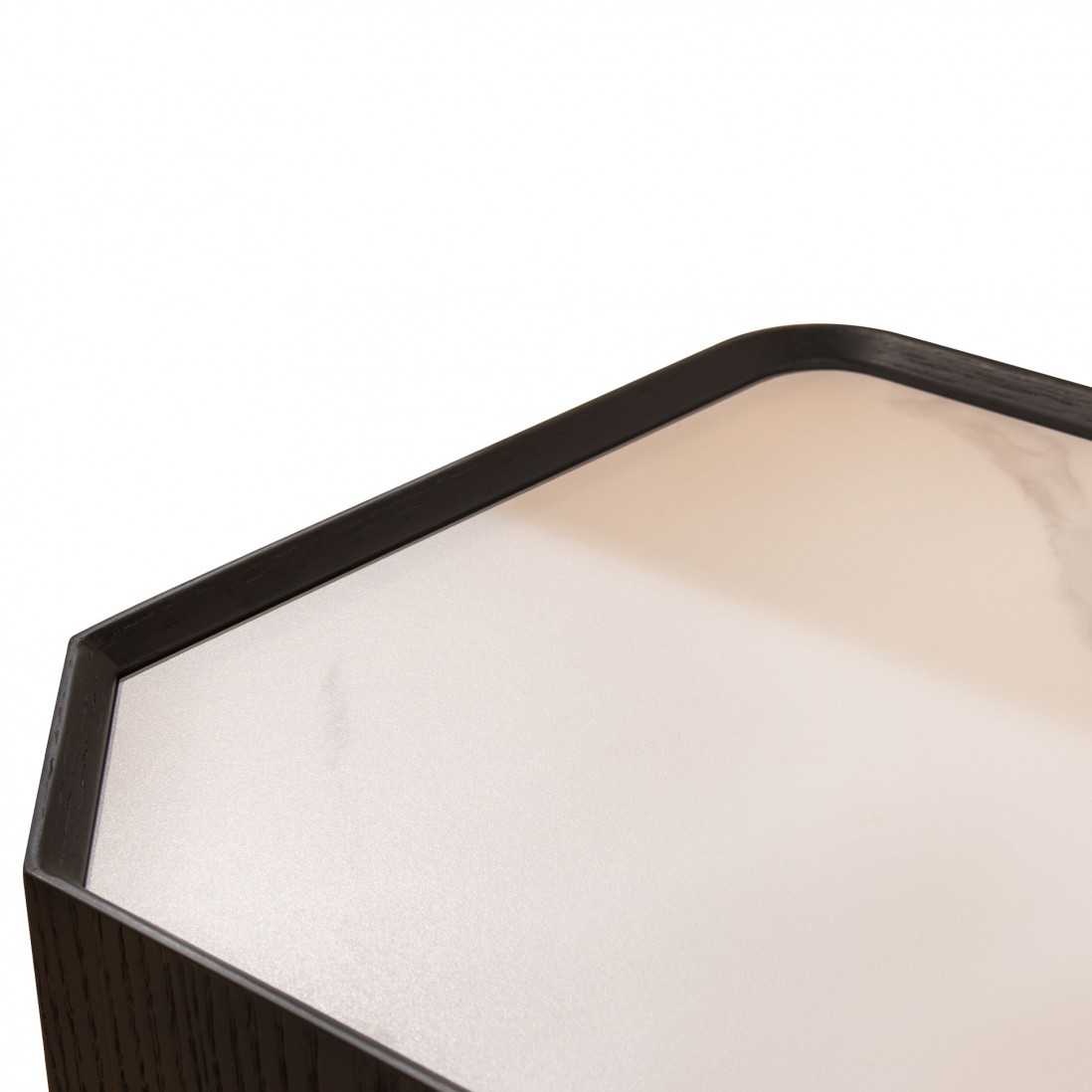 Wood and Stone Bedside Table with 2 Drawers Muralis Brown
